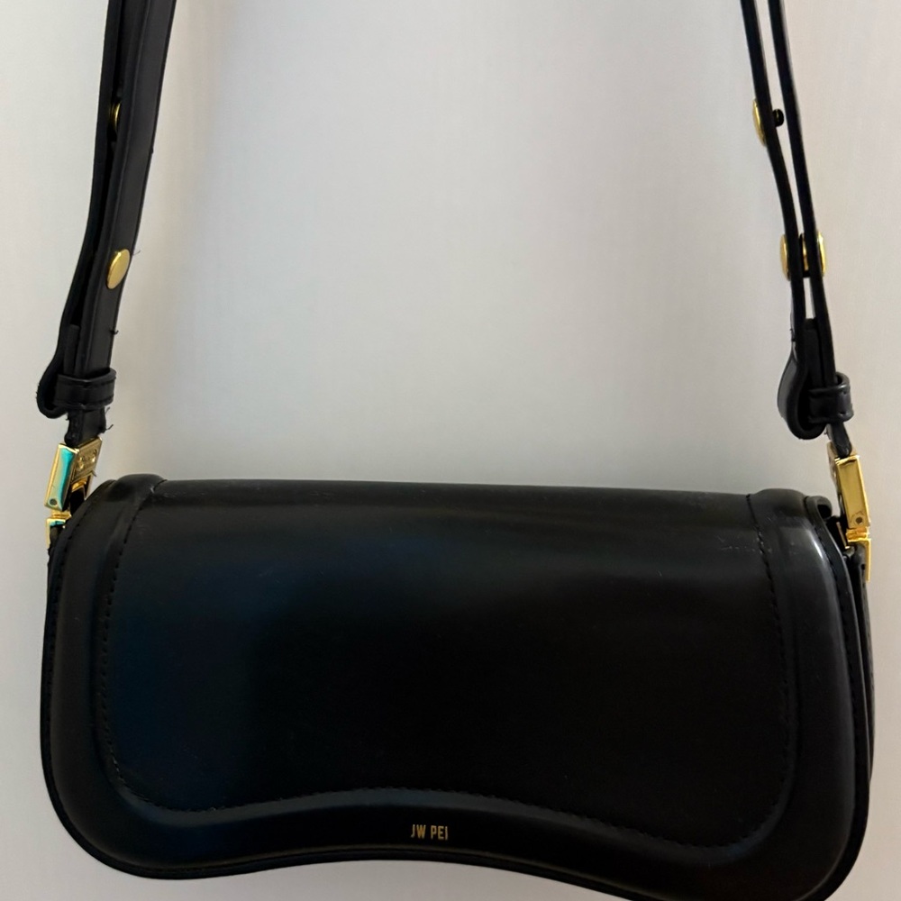 JW PEI Black Shoulder Bag with Gold Accents